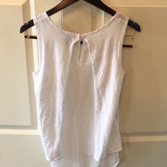 White tank with chiffon bottom and back - Picture 3 of 6